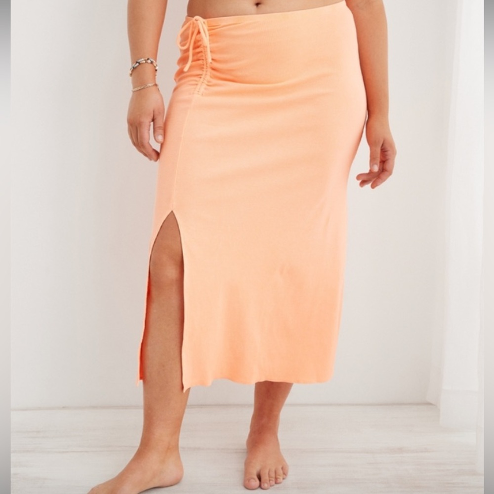 Orange Aerie Beachwalk Midi Skirt Size M
